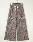 Leopard Terry Knit Wide Leg Pants