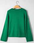 Solid Knit Button-Up Drop Shoulder Sweater Cardigan