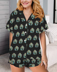 Baha Ranch Turquoise Naja Black Western Satin Pajama set