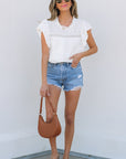 Alondra Lace Flutter Sleeve Eyelets Blouse