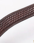 HILASON Western Horse Headstall Breast Collar Set Tack Genuine American Leather Basket Weave Dark Brown