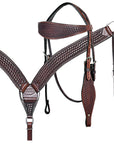 HILASON Western Horse Headstall Breast Collar Set Tack Genuine American Leather