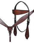 HILASON Western Horse Headstall Breast Collar Set Tack Genuine American Leather Plain Dark Brown