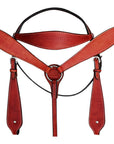 HILASON Western Horse Headstall Breast Collar Set Tack Genuine American Leather Plain Mahogany