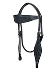 HILASON Western Horse Headstall Breast Collar Set Tack Genuine American Leather Basket Weave Black