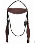 HILASON Western Horse Headstall Breast Collar Set Tack Genuine American Leather Basket Weave Dark Brown