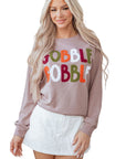 GOBBLE Thanksgiving Raw Hem Sweatshirt