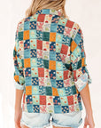 Zyla Up Sleeve Shift Blouse