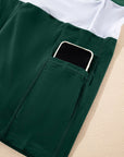 Contrast Trim Ribbed Lined Swim Dress w/ Pockets