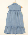 Clare Sleeveless Ruffled Chambray Dress