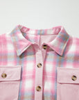 Plaid Corduroy Patchwork Flap Pocket Shacket