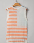 Flag Notched Neckline Loose Sweater Vest