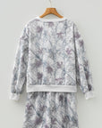 Abstract Camo Pullover & Drawstring Shorts Set