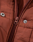 Solid Quilted Stand-Neck Zip-Up Buttoned Puffer Coat