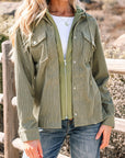Textured Knit Pocketed Drawstring Hooded Jacket