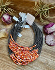 Spiny Oyster Heishi & Sterling Silver Pearl Choker