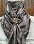 35X35" Solid Silver / Grey Wild Rag / Scarf WRS15 - Crystal Concho Wild Rag Slides - Assorted