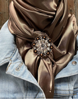 35X35" Solid Tan Wild Rag / Scarf WRS7 - Crystal Concho Wild Rag Slides - Assorted