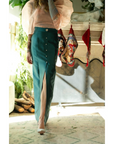 MASON by MASON'S DAUGHTER Leighton Skirt, Peacock Blue Silk Wool