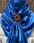 35X35" Solid Electric Blue Wild Rag / Scarf WRS17 - Crystal Concho Wild Rag Slides - Assorted