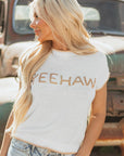 YEEHAW Stitch Edge Crew Neck Sweater Top