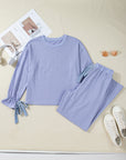 Flounce Long Sleeve Top and Drawstring Pants Set