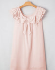 Textured Flutter Sleeve Square Neck Bow Back Dress