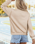 Solid Mock Neck Drop Shoulder Oversize Sweatshirt
