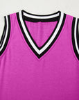 Solid Contrast Trim V-Neck Sleeveless Mini Dress