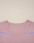 Stripe Ribbed Trim Drop Shoulder Sweater
