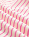 Stripe Contrast Detail Ruffle Short Sleeve Top