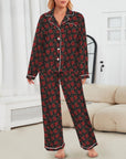 Baha Ranch Colores De Mexico Red Roses Satin Pajama Set