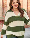 Violet Stripe Colorblock Notched PLUS Sweater