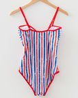Americana Stripe Cutout Spaghetti Strap Swimsuit