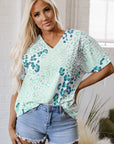 Azalea Print Short Sleeve Blouse