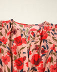 Floral Wrap V-Neck Short Sleeve Mini Dress