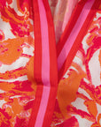 Rosalyn Print Striped Trim Blouse