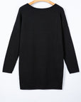 Solid Asymmetric Neck Sweater Mini Dress