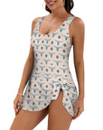 Baha Ranch Turquoise Longhorn Skirted Swimsuit