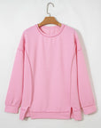 Ribbed Exposed Seam Drop Shoulder Pullover