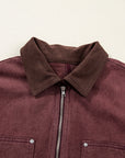 Corduroy Collar Zipped Front Denim Jacket