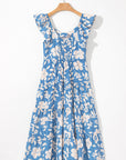 Floral Scoop Neck Tiered Flowy Midi Dress