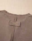 Zahra Waffle Knit Neckline Long Sleeve Top