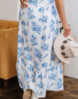 Floral Boho High Waist Ruffle Split Maxi Skirt