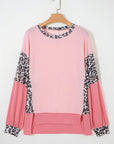 Leopard Patchwork Dolman Sleeve Sweatshirt
