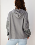 Taytum Patchwork Drawstring Hooded Long Sleeve Top