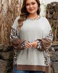 Plus Size Leopard Patchwork Dolman Sleeve Sweatshirt