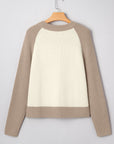 Colorblock Ribbed Knit Buttoned Sweater Cardigan