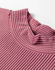 Corded Knit Mock Neck Tee and Pant Set