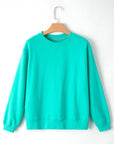 Solid Fleece Lined Drop Shoulder Terry Sweatshirt